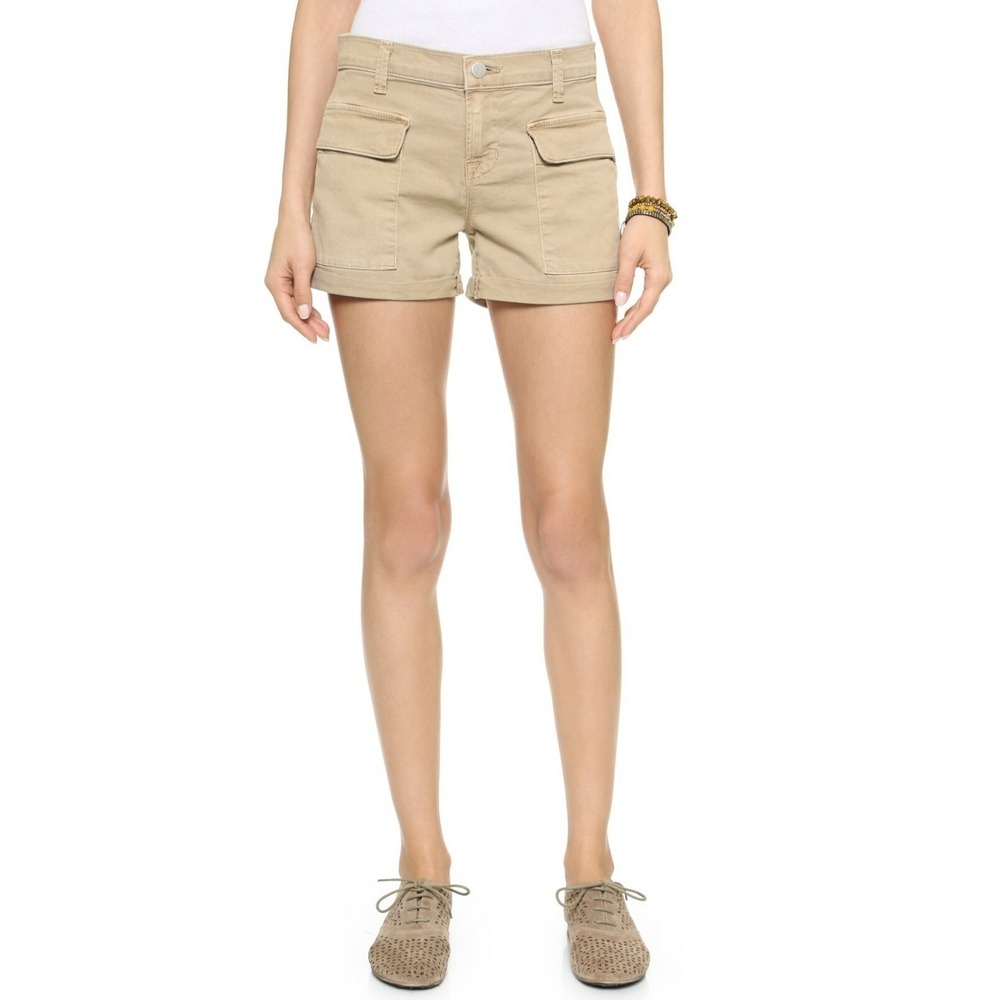 J Brand Kai‎ Utility Shorts Canvas Cuffed Quicksand Beige NWT Size 24 26 $178